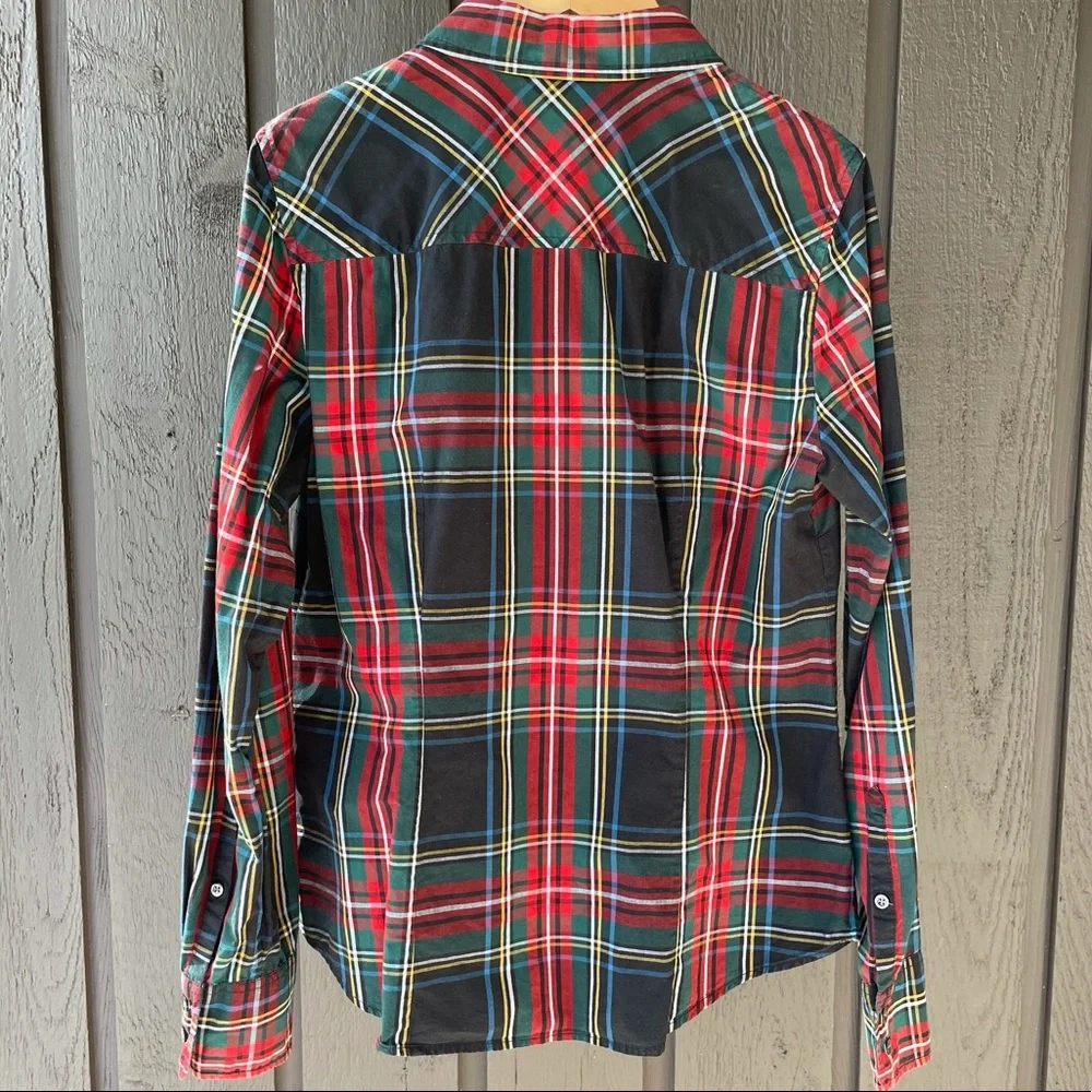 J. Crew Women's Red & Green Plaid Button-Down Shirt